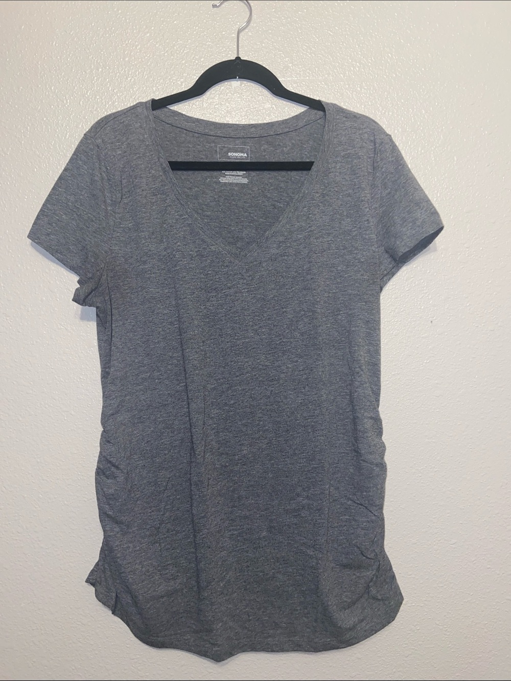 Maternity Gray Short Sleeve Tee, Size Large